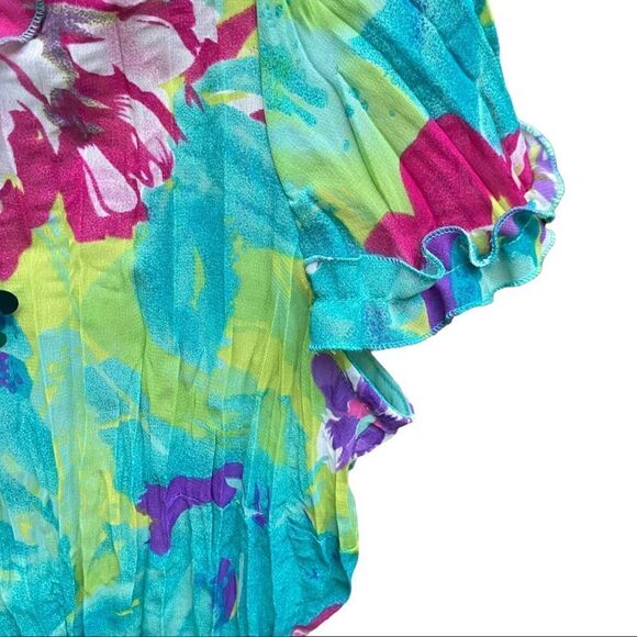 Nu Options Crinkle Blouse Embellished Front Boho Hippie Size M - Picture 3 of 6